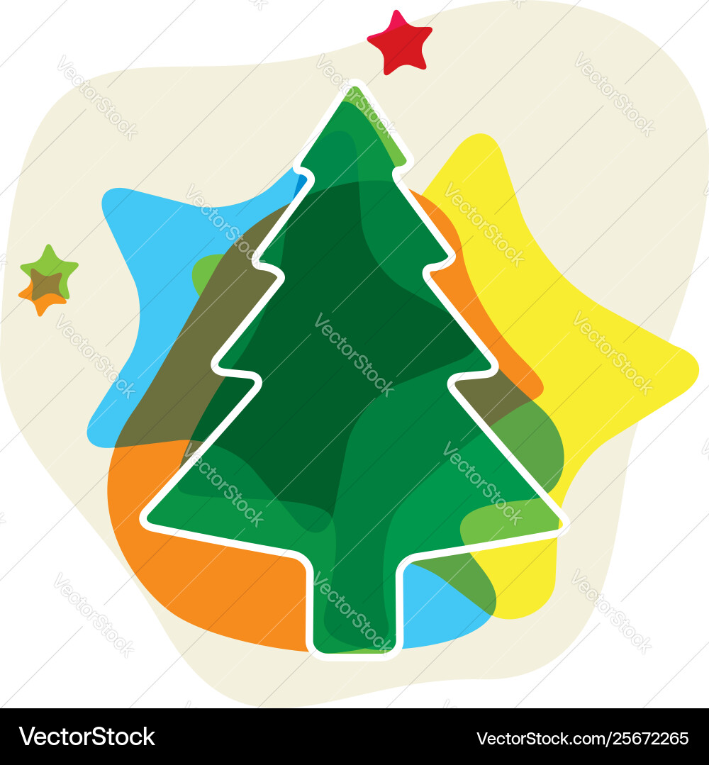Xmas tree icon with transparency effect plain Vector Image