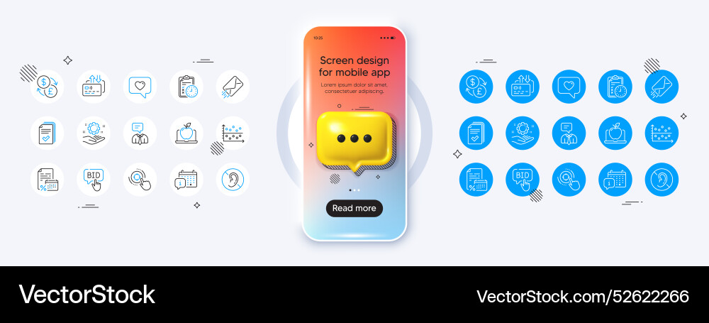 E-mail bid offer and card line icons for web app E-mail bid offer and card line icons for web app vector image