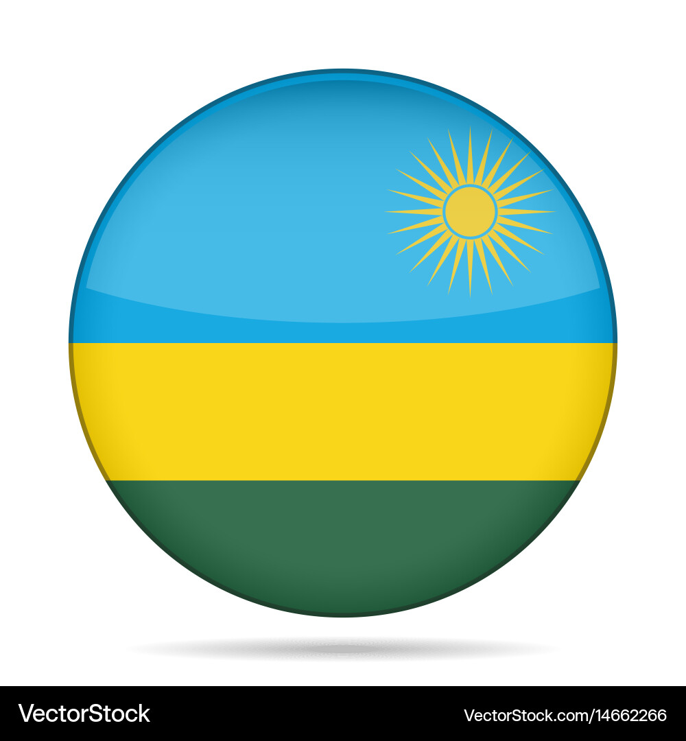 Flag of rwanda shiny round button Vector Image