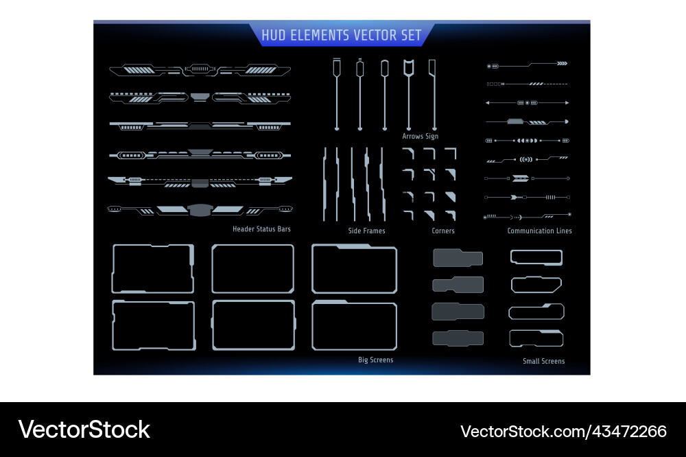 Hud futuristic gray color ui elements technology Vector Image