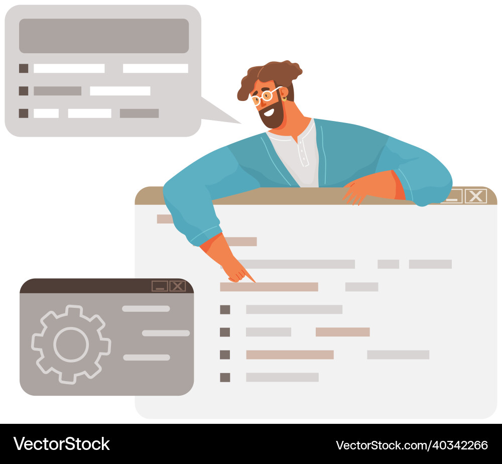 Programmer engineering and coding set Programmer engineering and coding set vector image