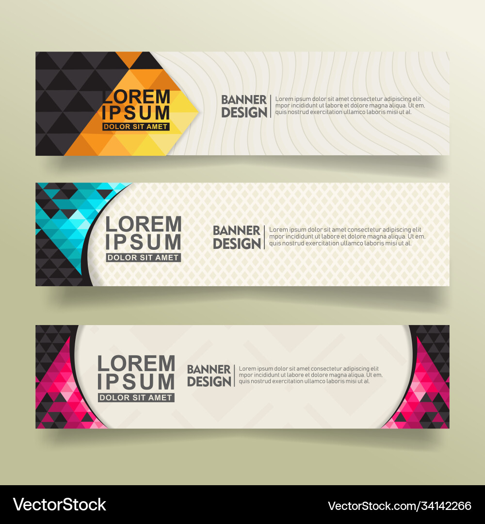 Set abstract banner template design with triangle Set abstract banner template design with triangle vector image