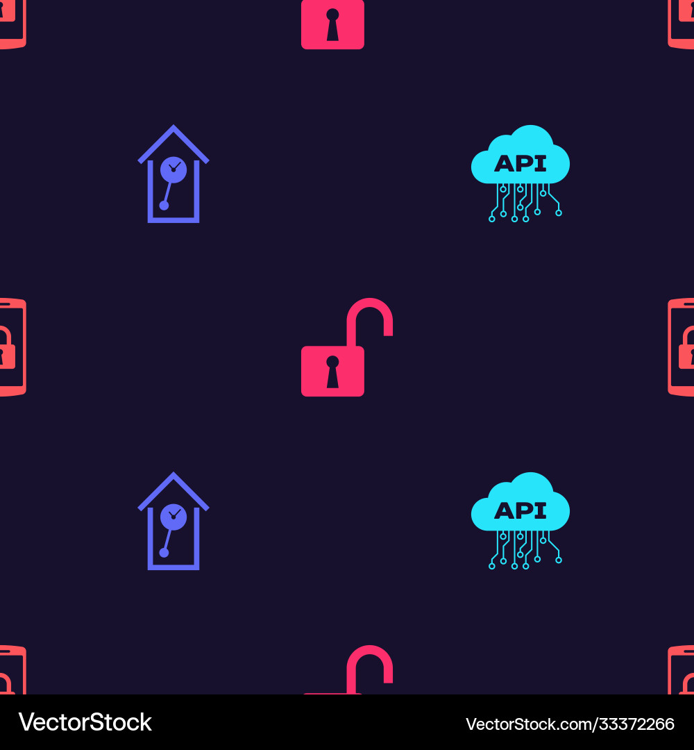 Set cloud api interface retro wall watch open Set cloud api interface retro wall watch open vector image