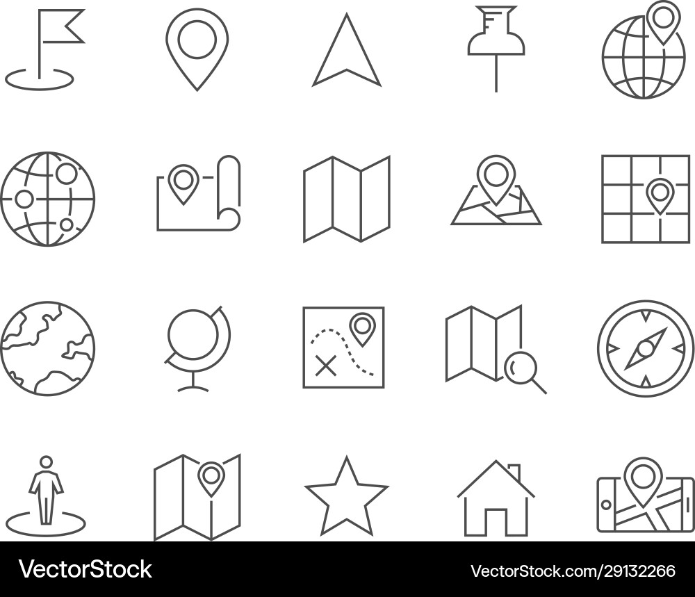 Set map and cartography line icons Set map and cartography line icons vector image