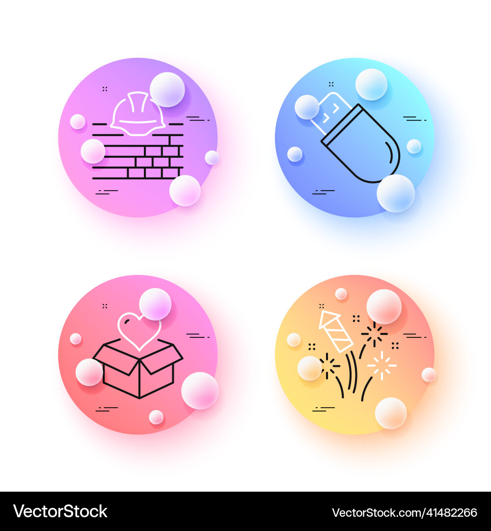 Usb stick build and donation minimal line icons Usb stick build and donation minimal line icons Vector Image