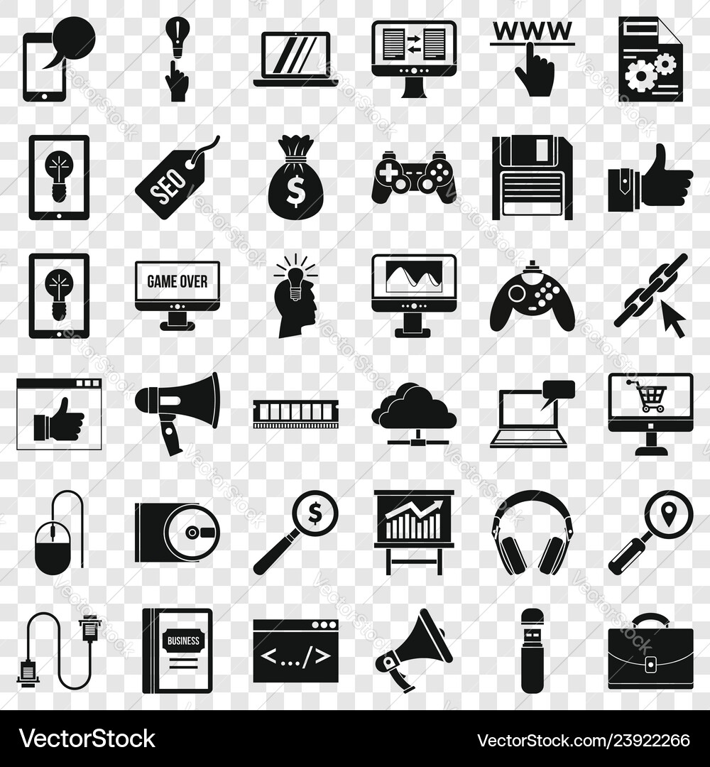 Web page icons set simple style vector image