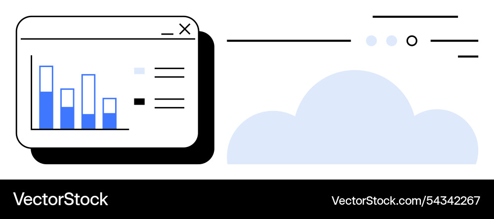 Cloud computing with data analytics bar graph Cloud computing with data analytics bar graph vector image