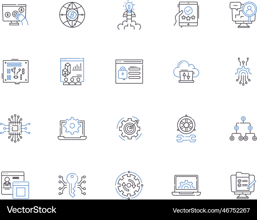 Computer security outline icons collection Computer security outline icons collection vector image
