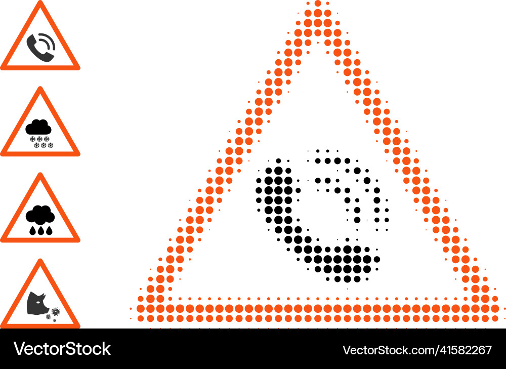 Dotted halftone phone call warning icon and source Vector Image