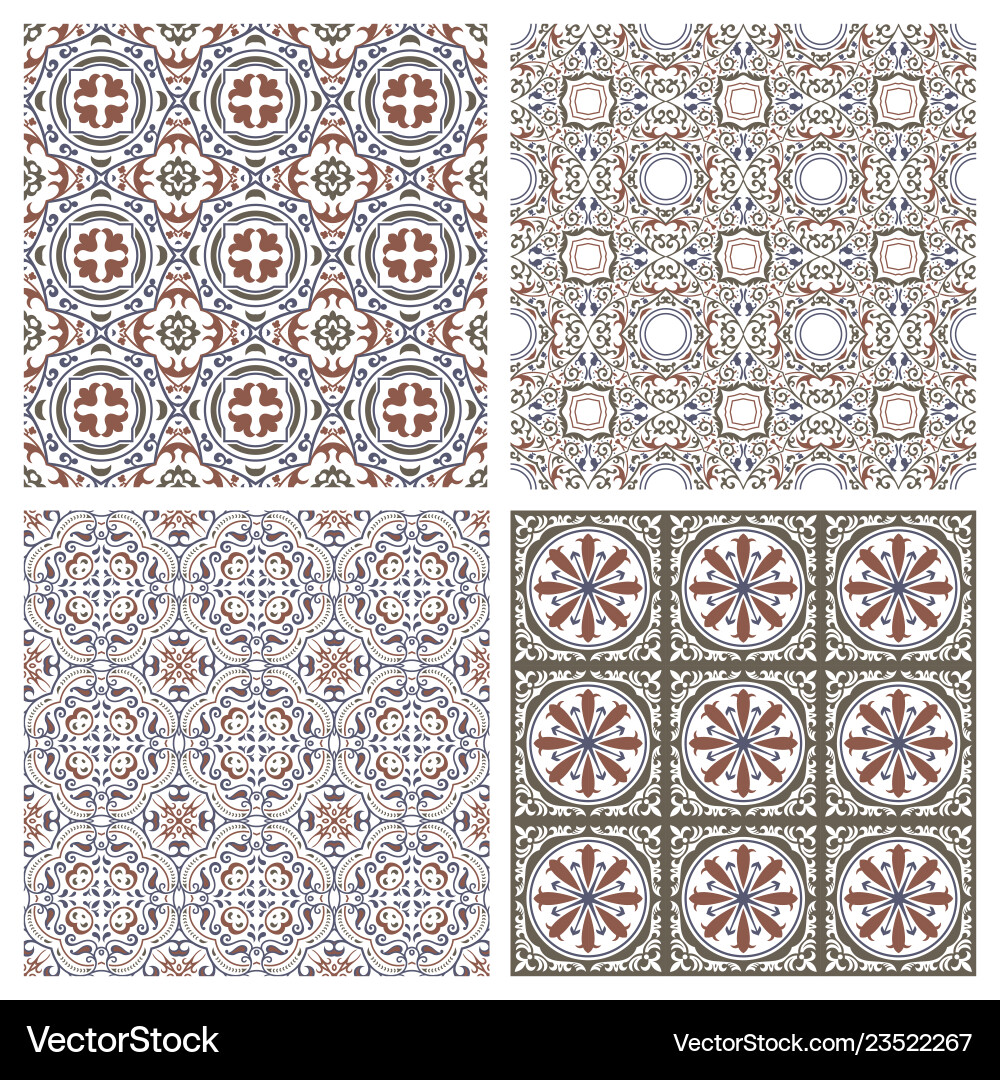 Floral seamless mosaic tile ceramic Floral seamless mosaic tile ceramic vector image