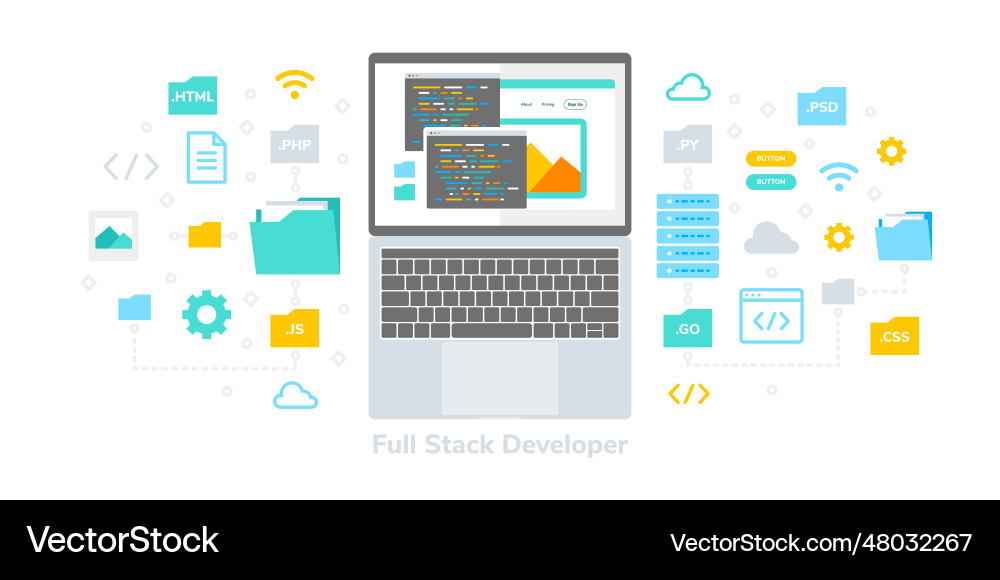 Full stack developer flat suitable for web Vector Image