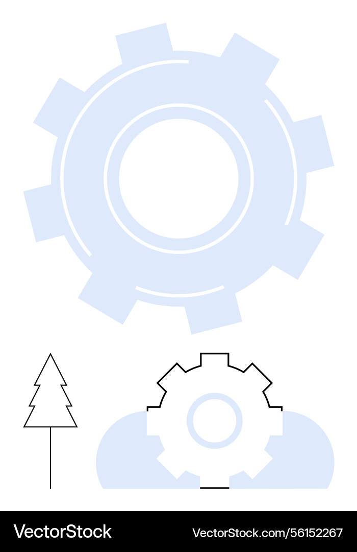 Gear with tree representing collaboration between Gear with tree representing collaboration between vector image