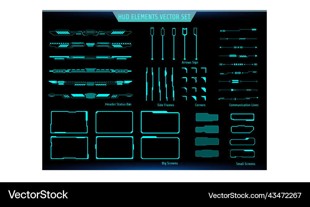 Hud green futuristic ui frame elements Hud green futuristic ui frame elements vector image