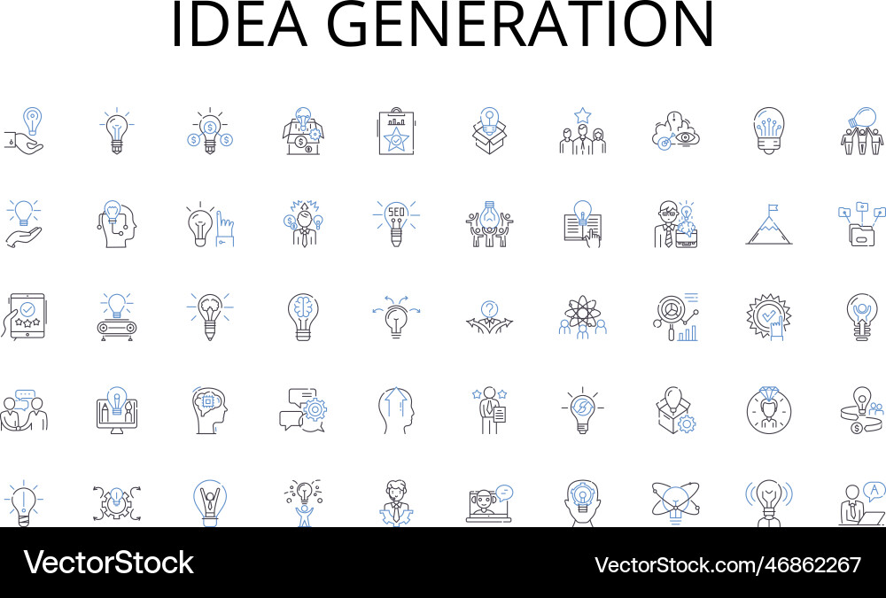 Idea generation line icons collection encryption Idea generation line icons collection encryption vector image