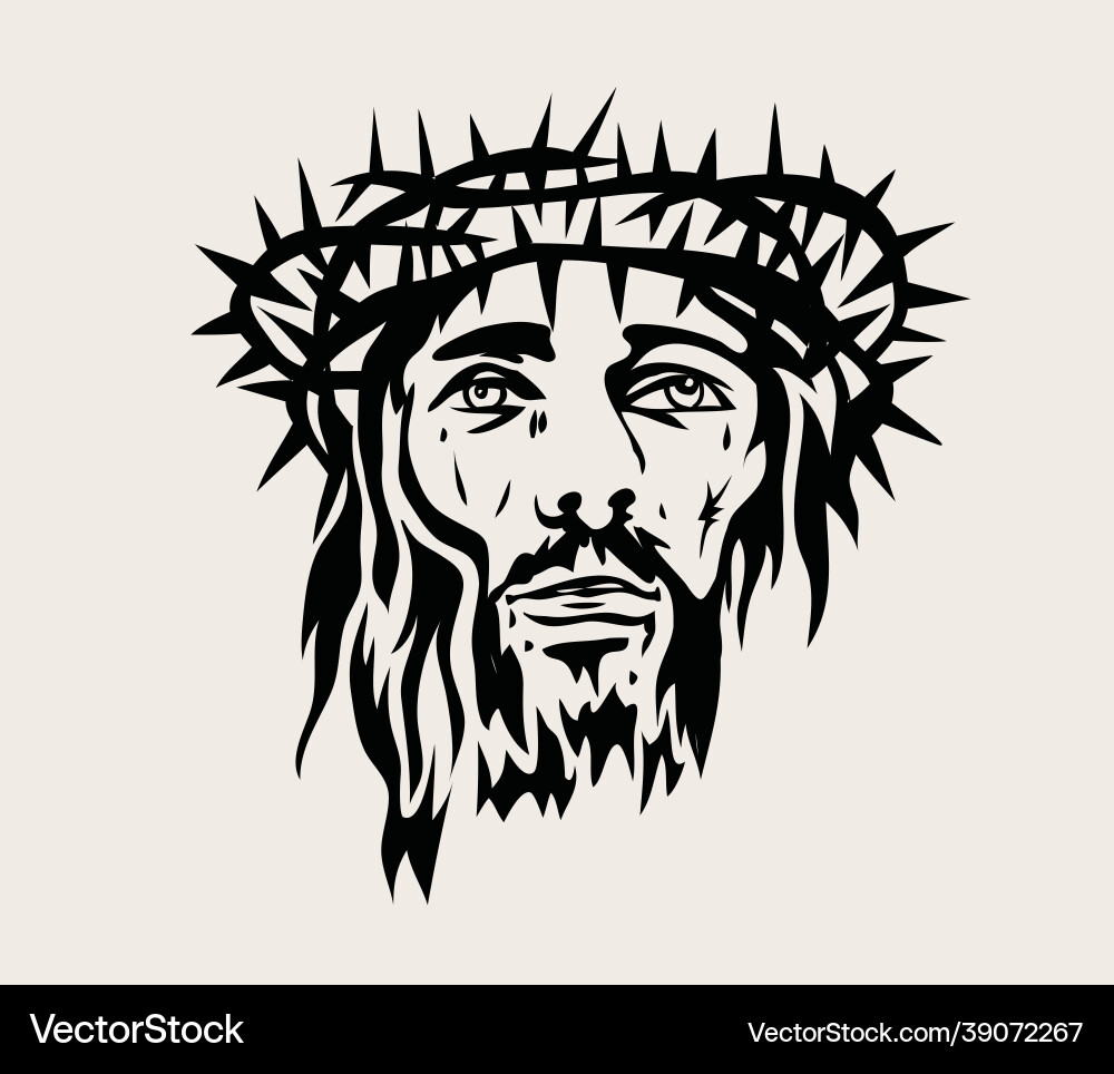 Jesus Face Art - Religious Icon Vector Image
