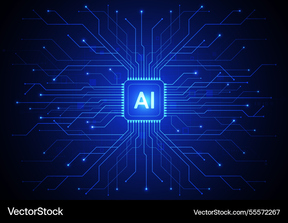Künstliche Intelligenz Chipsatz auf Leiterplatte Künstliche Intelligenz Chipsatz auf Leiterplatte vektorbild