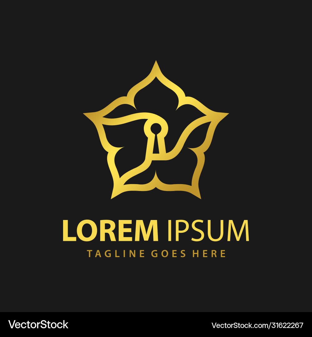 Luxury Gold Key Logo - Home & Estate Vector Image