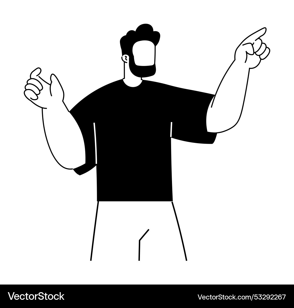 Man with beard pointing and gesturing hands Man with beard pointing and gesturing hands vector image
