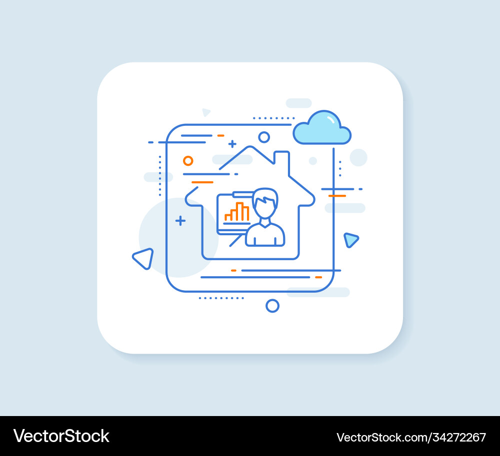 Presentation board line icon column graph sign Presentation board line icon column graph sign vector image