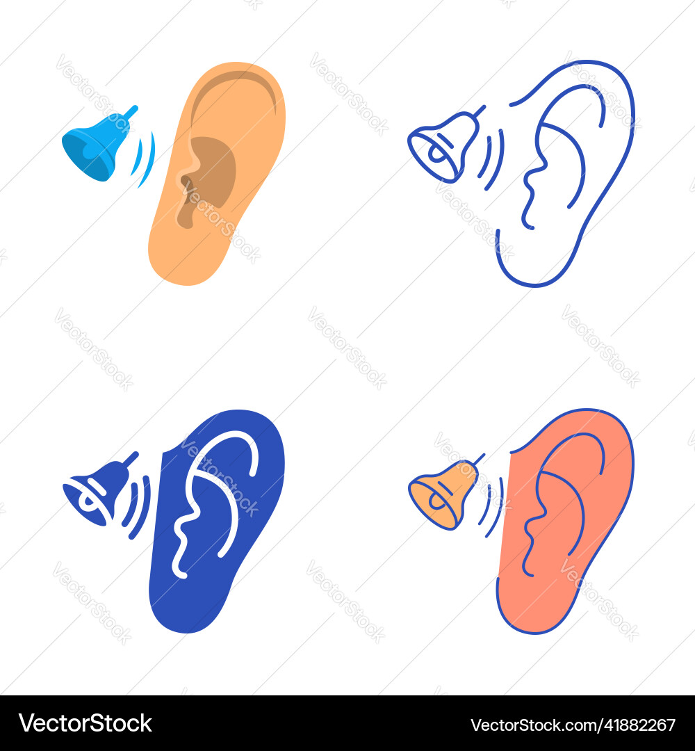 Ringing in ears icon set flat and line style Ringing in ears icon set flat and line style vector image