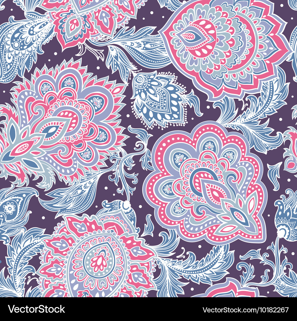 Schöne indische florale paisley nahtlose Ornament Vektorbild