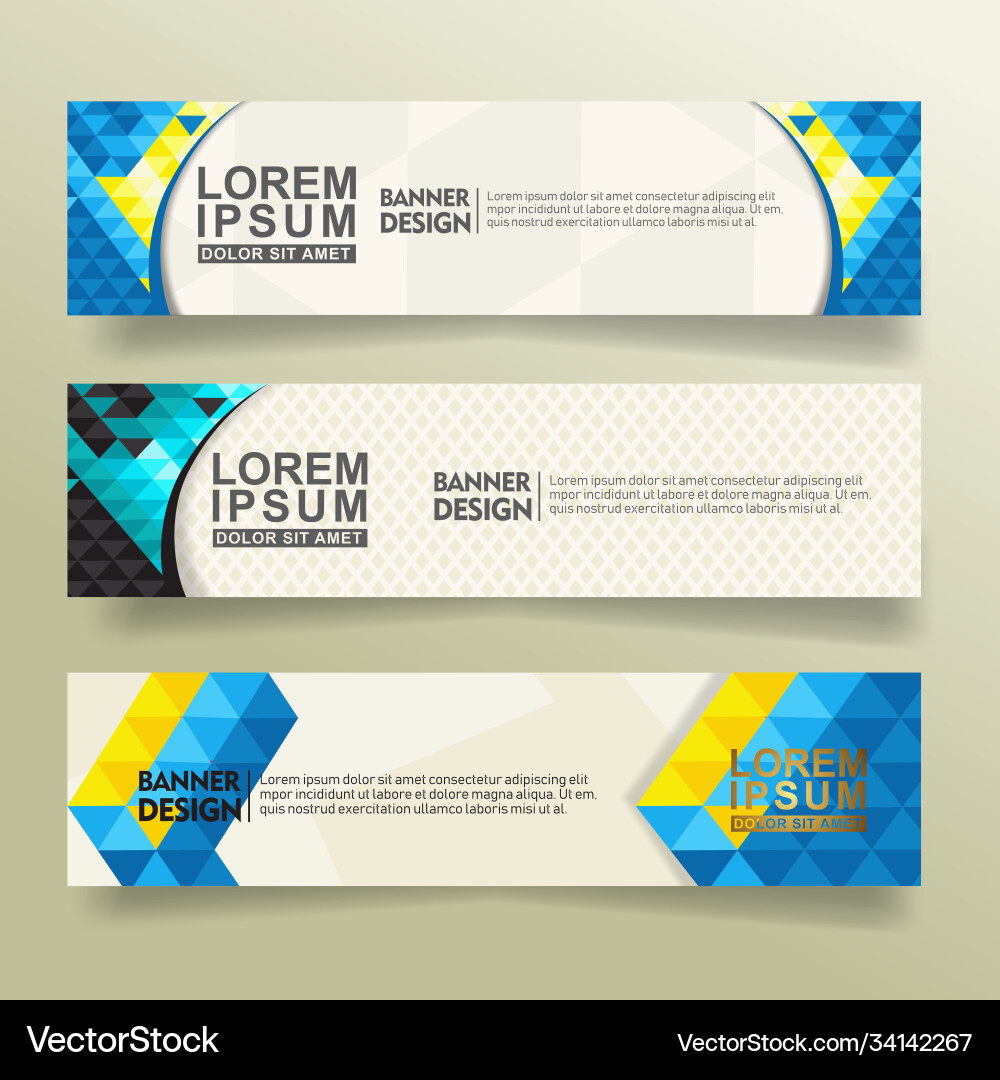 Set abstract banner template design with triangle vector image