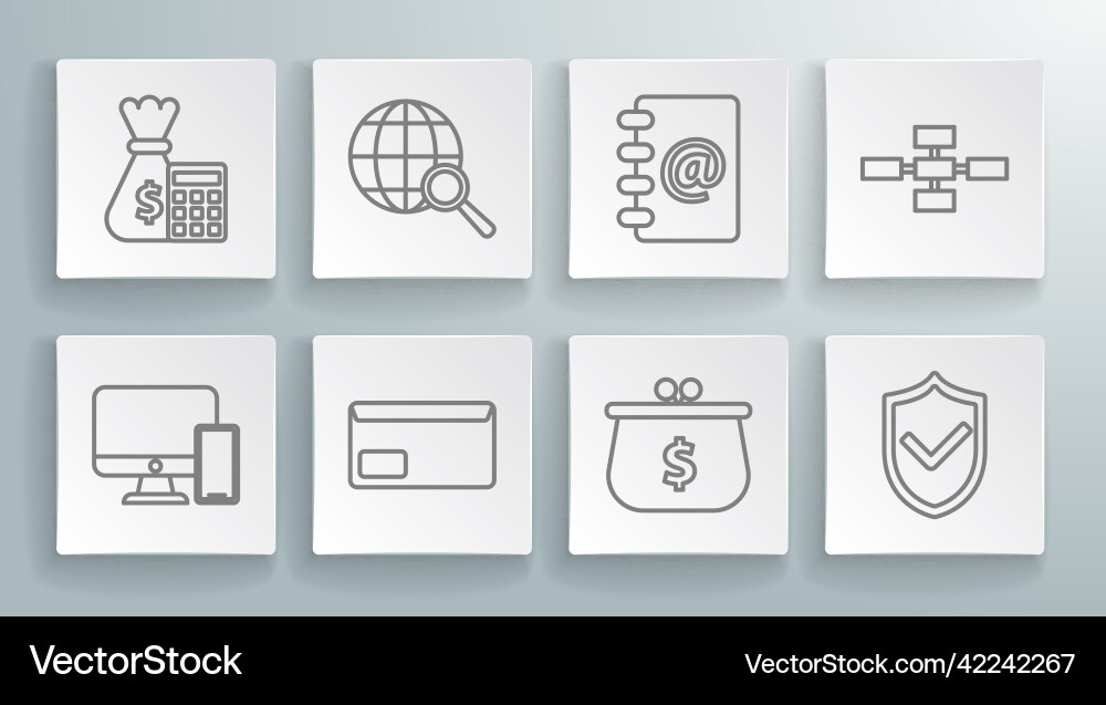 Set line computer monitor and mobile phone Set line computer monitor and mobile phone Vector Image