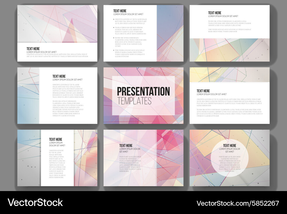 Set of 9 templates for presentation slides vector image