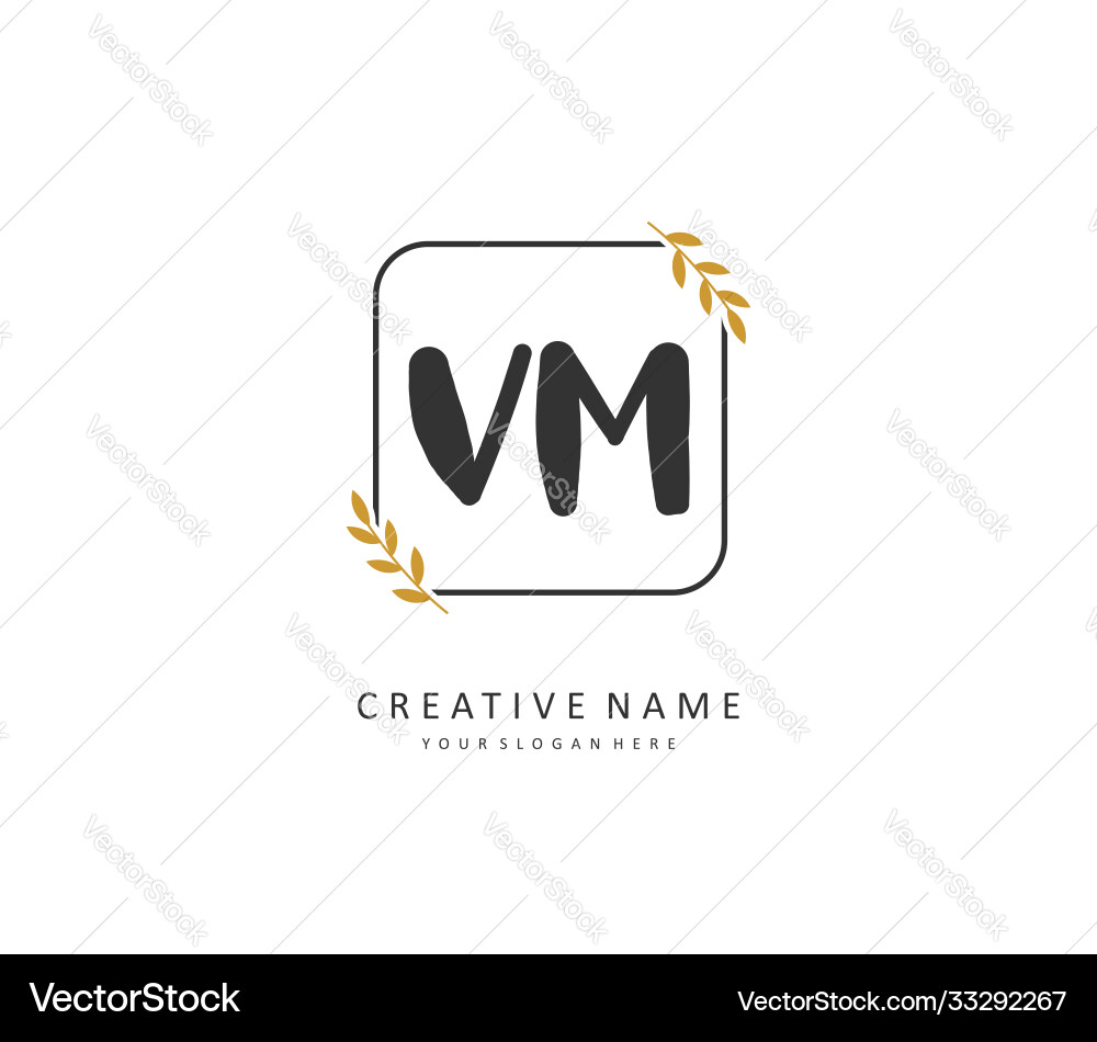 V m vm initial letter handwriting and signature Vector Image