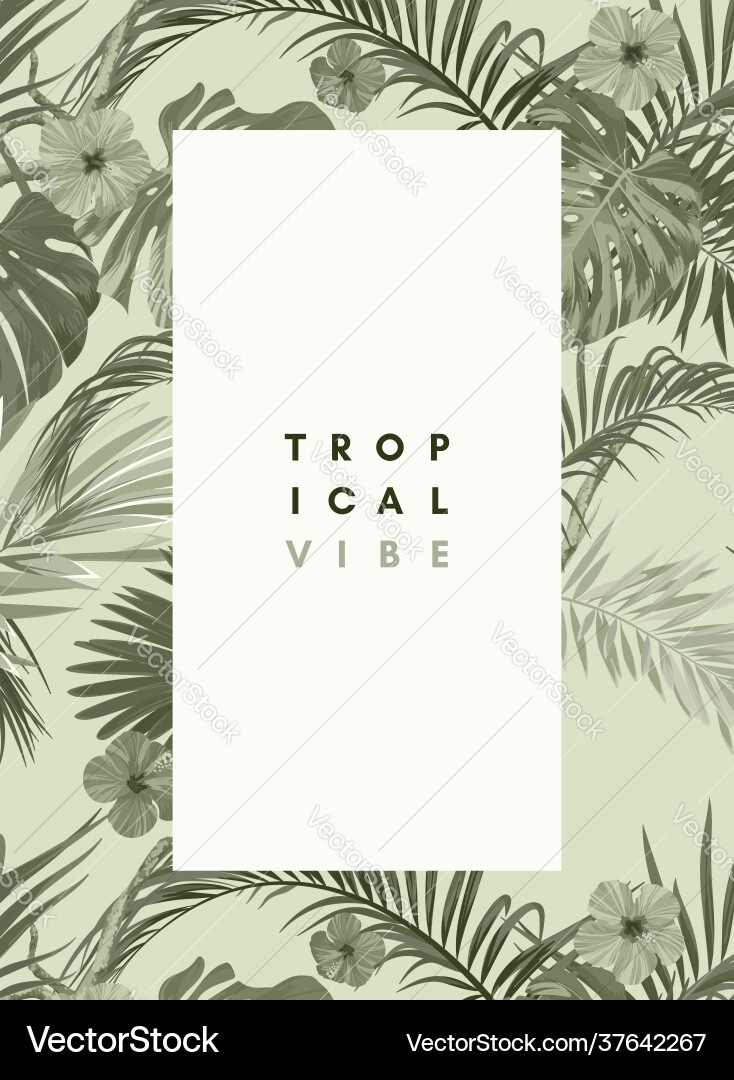 Vintage monochrome pale plive tropical design Vintage monochrome pale plive tropical design vector image