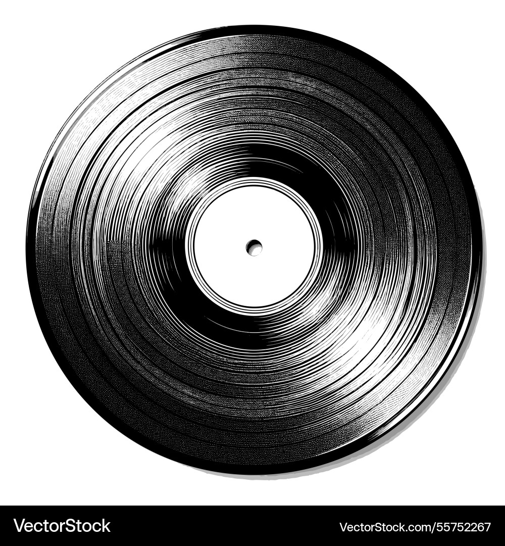 Vinyl record engraving sketch Vinyl record engraving sketch vector image