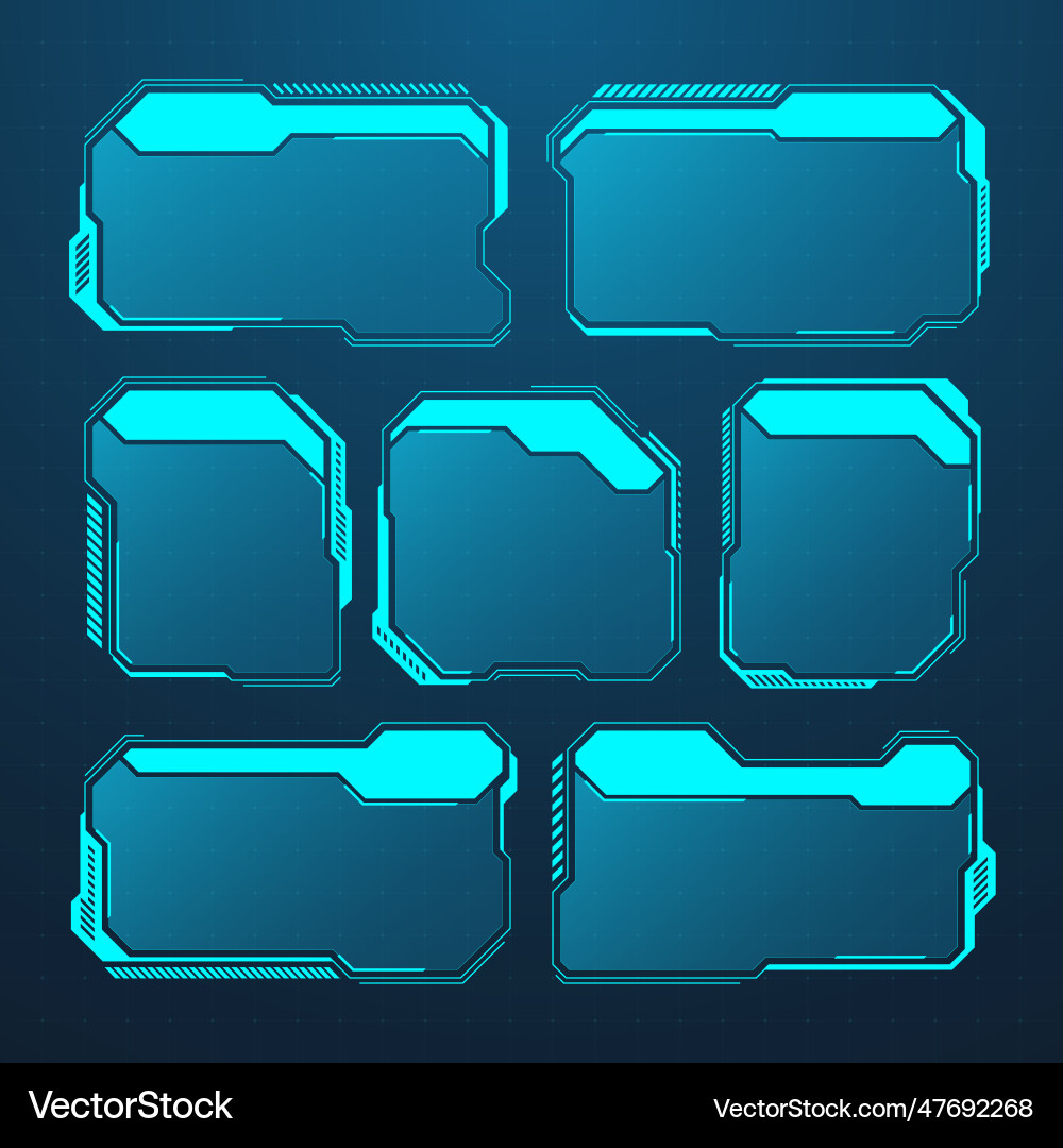 Blue futuristic hud or ui elements sci-fi user Blue futuristic hud or ui elements sci-fi user vector image