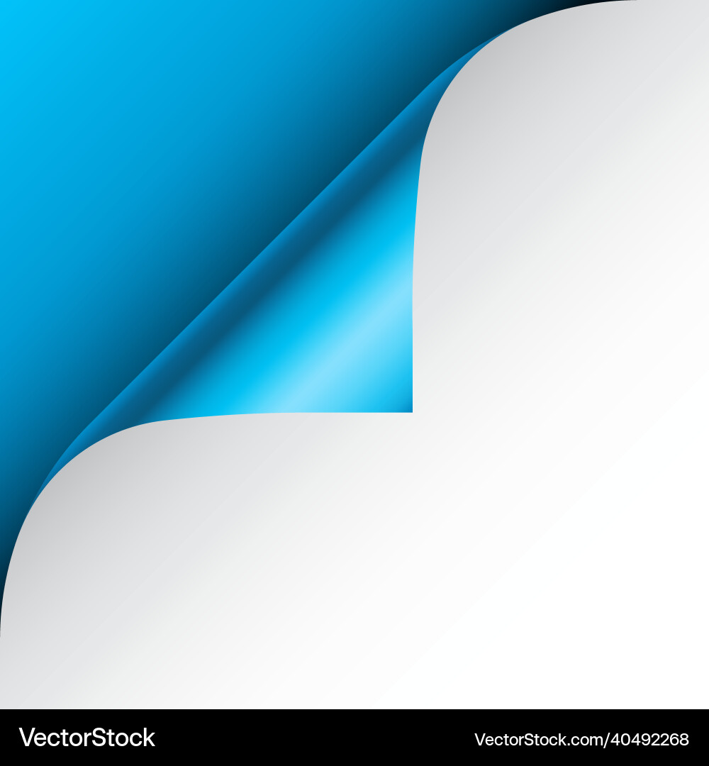 Blue paper curl curled page corner with shadow Blue paper curl curled page corner with shadow Vector Image