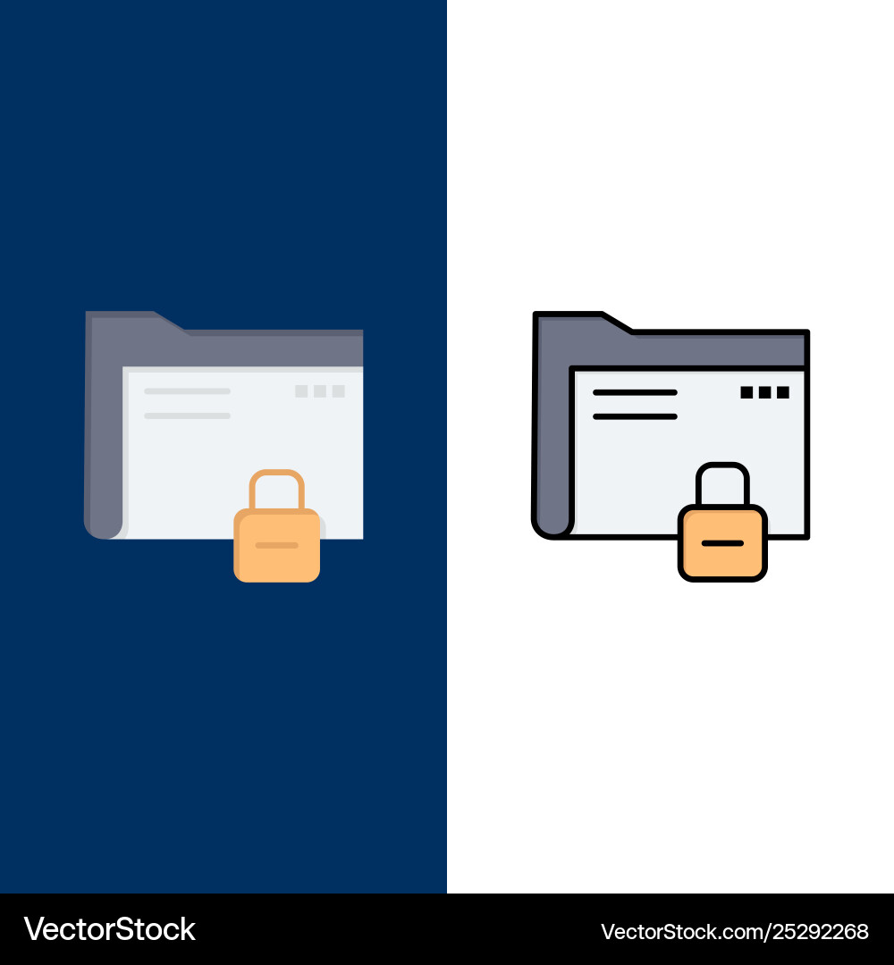 Data folder password protection secure icons flat Data folder password protection secure icons flat Vector Image