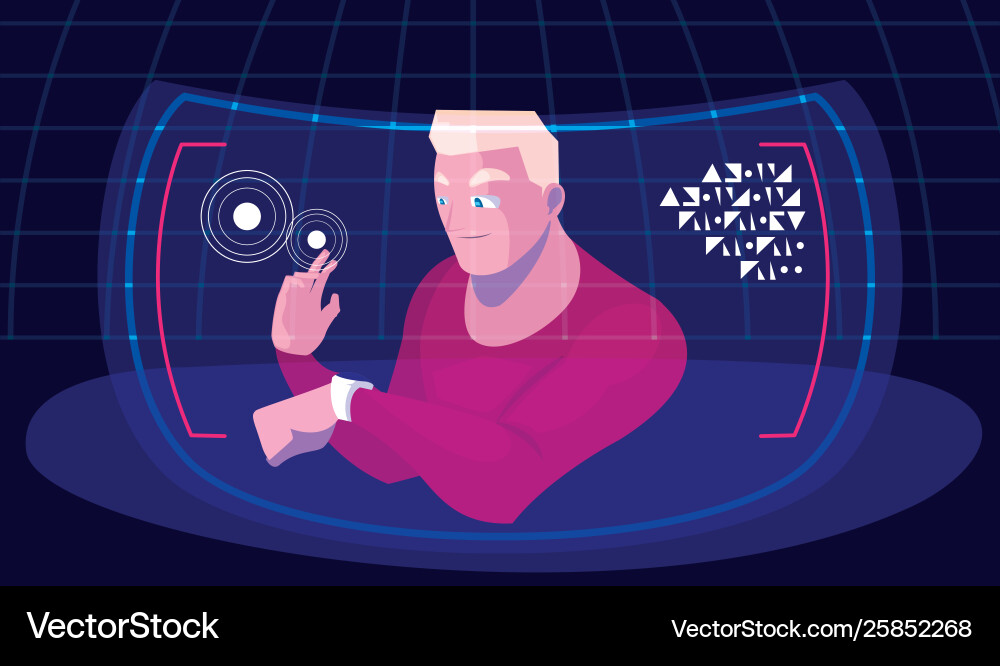 Design man using technology augmented Design man using technology augmented Vector Image
