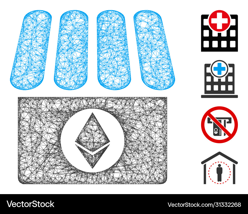 Ethereum shop web mesh Ethereum shop web mesh vector image