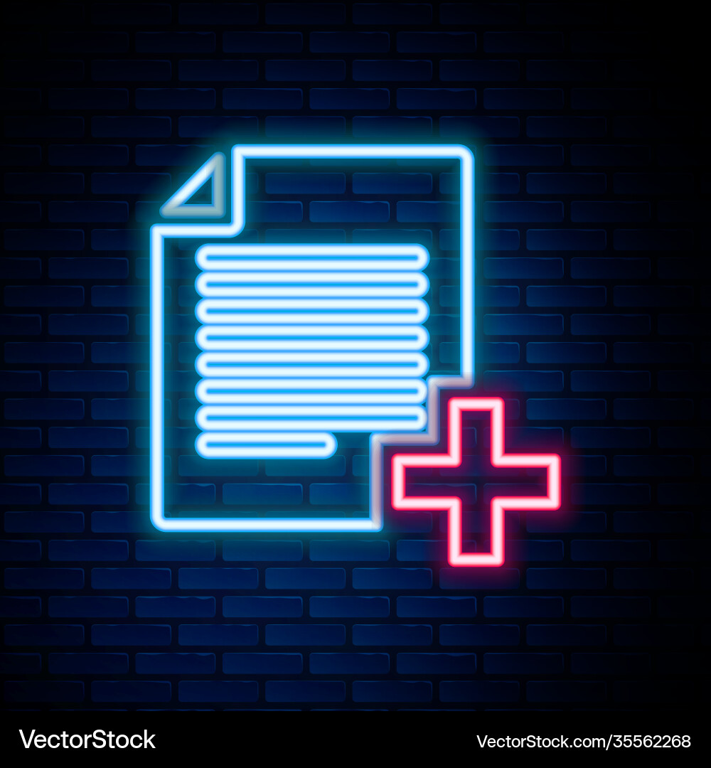 Glowing neon line add new file icon isolated Glowing neon line add new file icon isolated vector image
