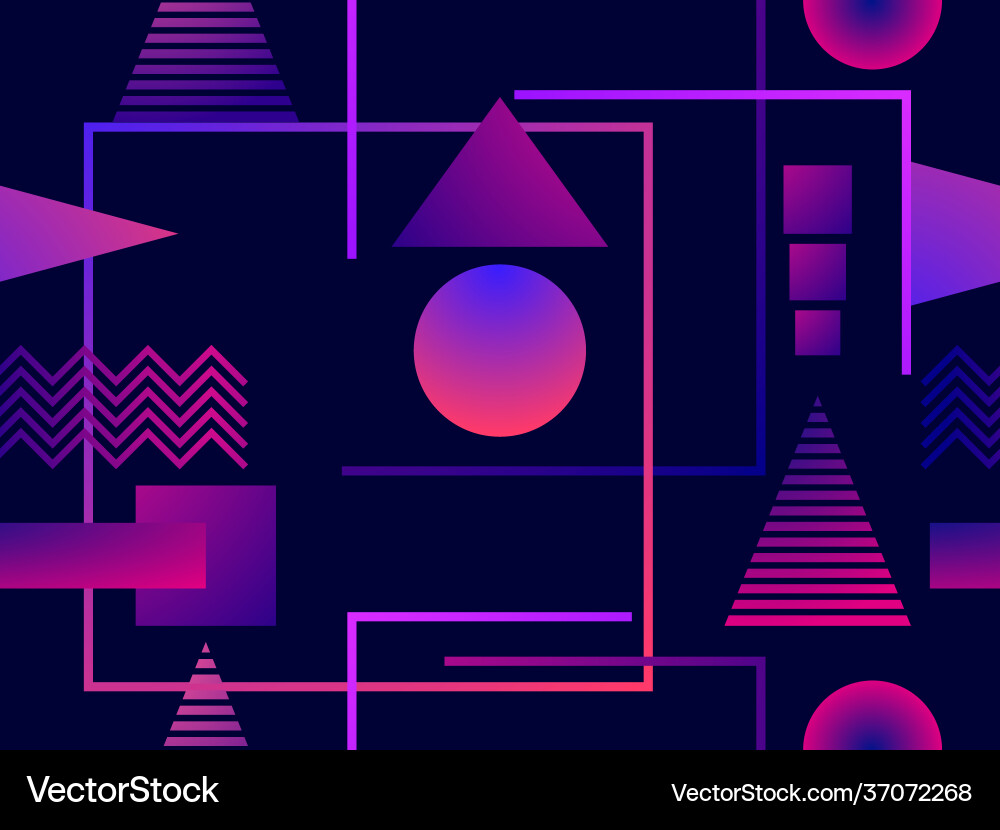 Gradient geometric seamless pattern in 80s style Gradient geometric seamless pattern in 80s style vector image