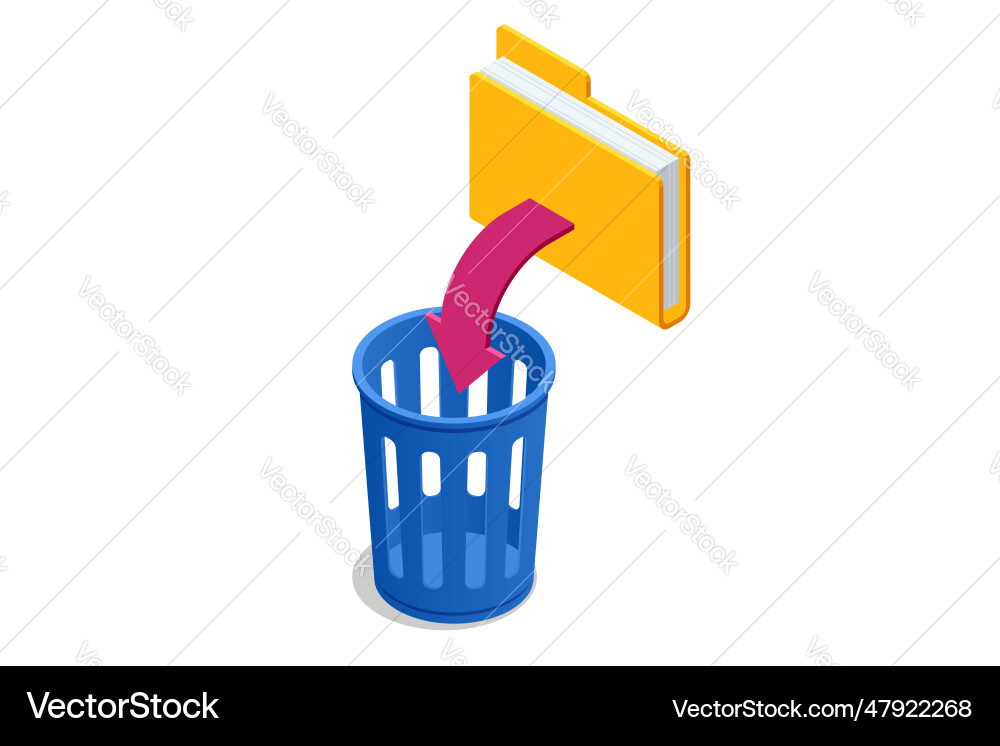 Isometric inbox organisation and clean-up spam vector image