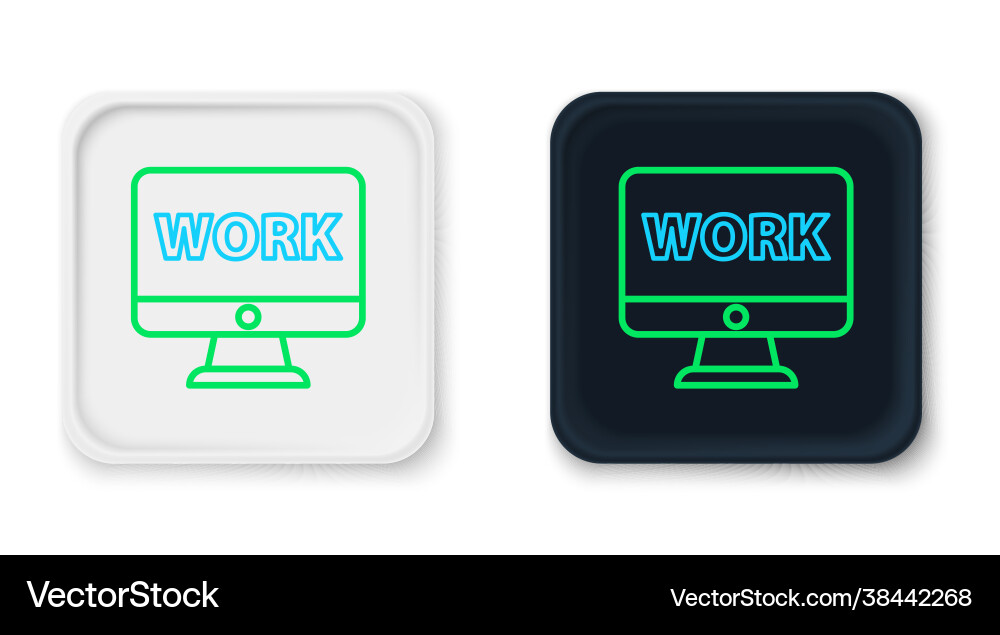 Line computer monitor with text work icon isolated Line computer monitor with text work icon isolated vector image