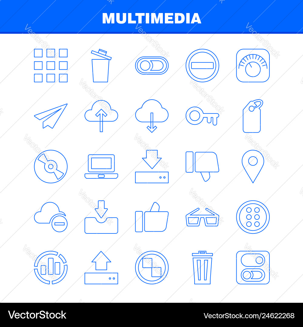 Multimedia line icon for web print and mobile Multimedia line icon for web print and mobile vector image
