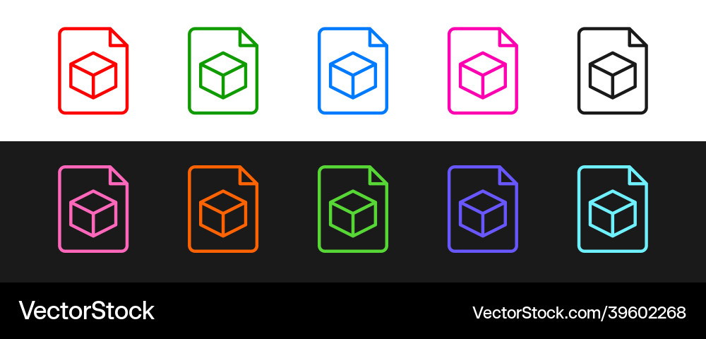 Set line isometric cube file icon isolated Set line isometric cube file icon isolated vector image