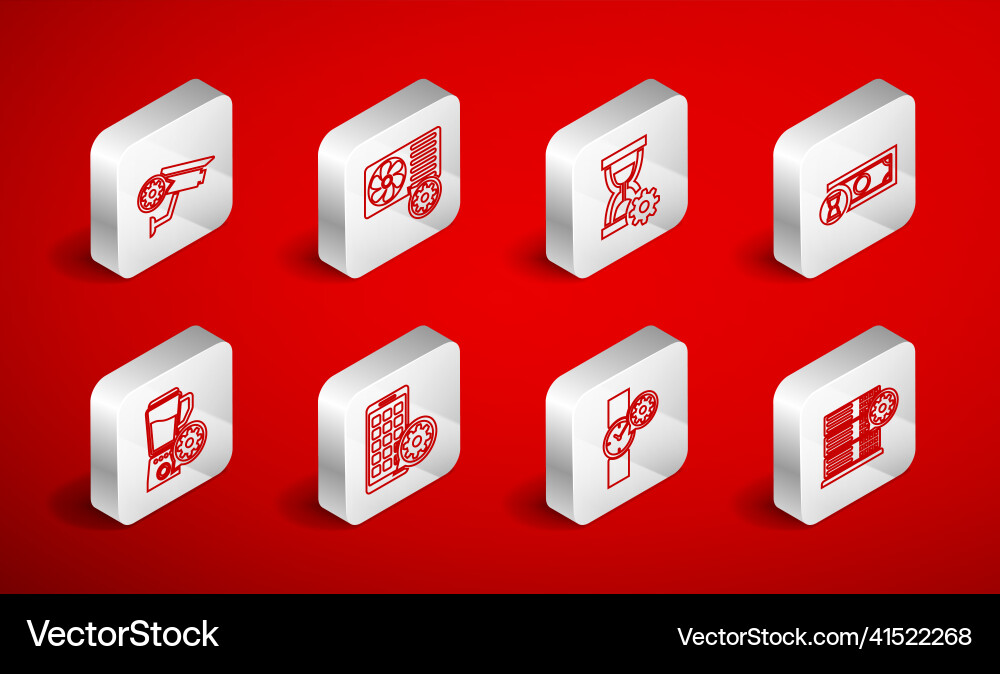 Set line server setting air conditioner Set line server setting air conditioner vector image