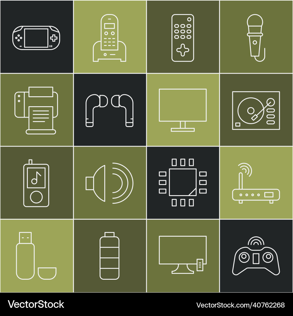 Set line wireless gamepad router and wi-fi signal Set line wireless gamepad router and wi-fi signal vector image
