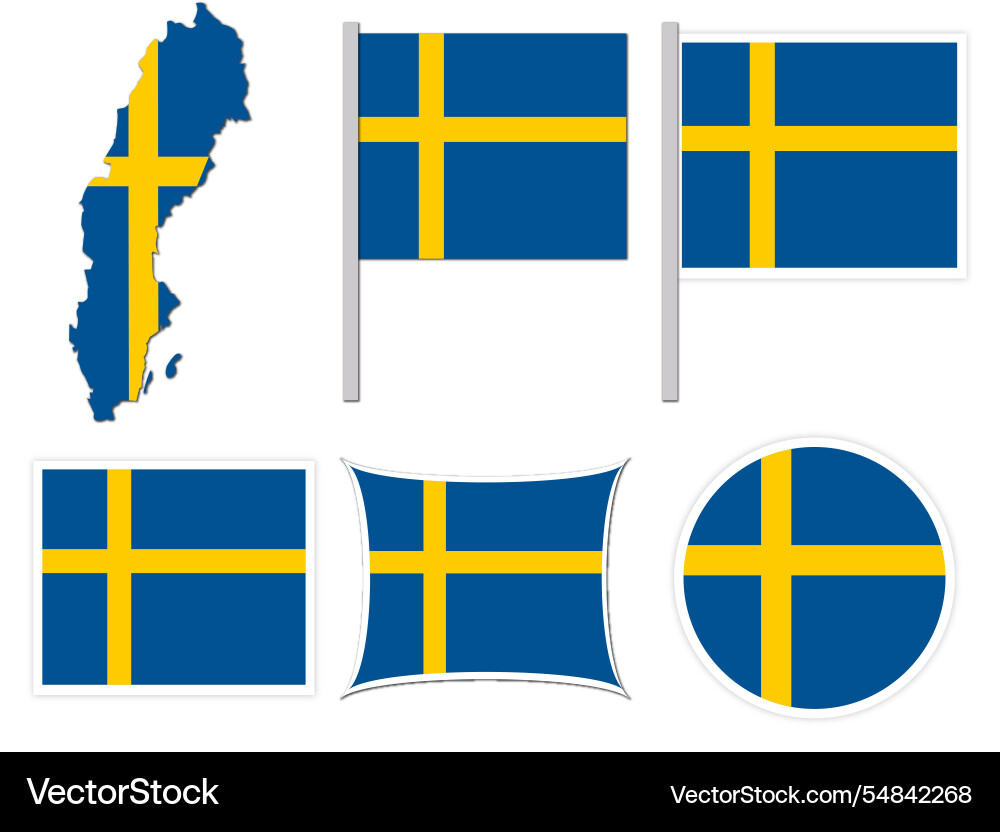 Sweden flags on many objects Sweden flags on many objects vector image