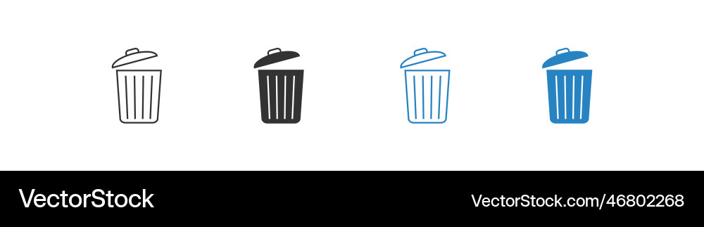 Trash can set different icons bin garbage icon vector image