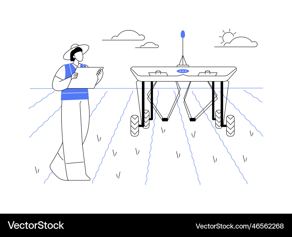 Weed control robots abstract concept Vector Image
