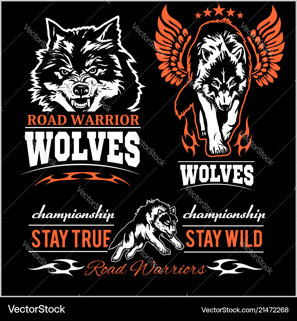 Wolves patch - set Royalty Free Vector Image - VectorStock