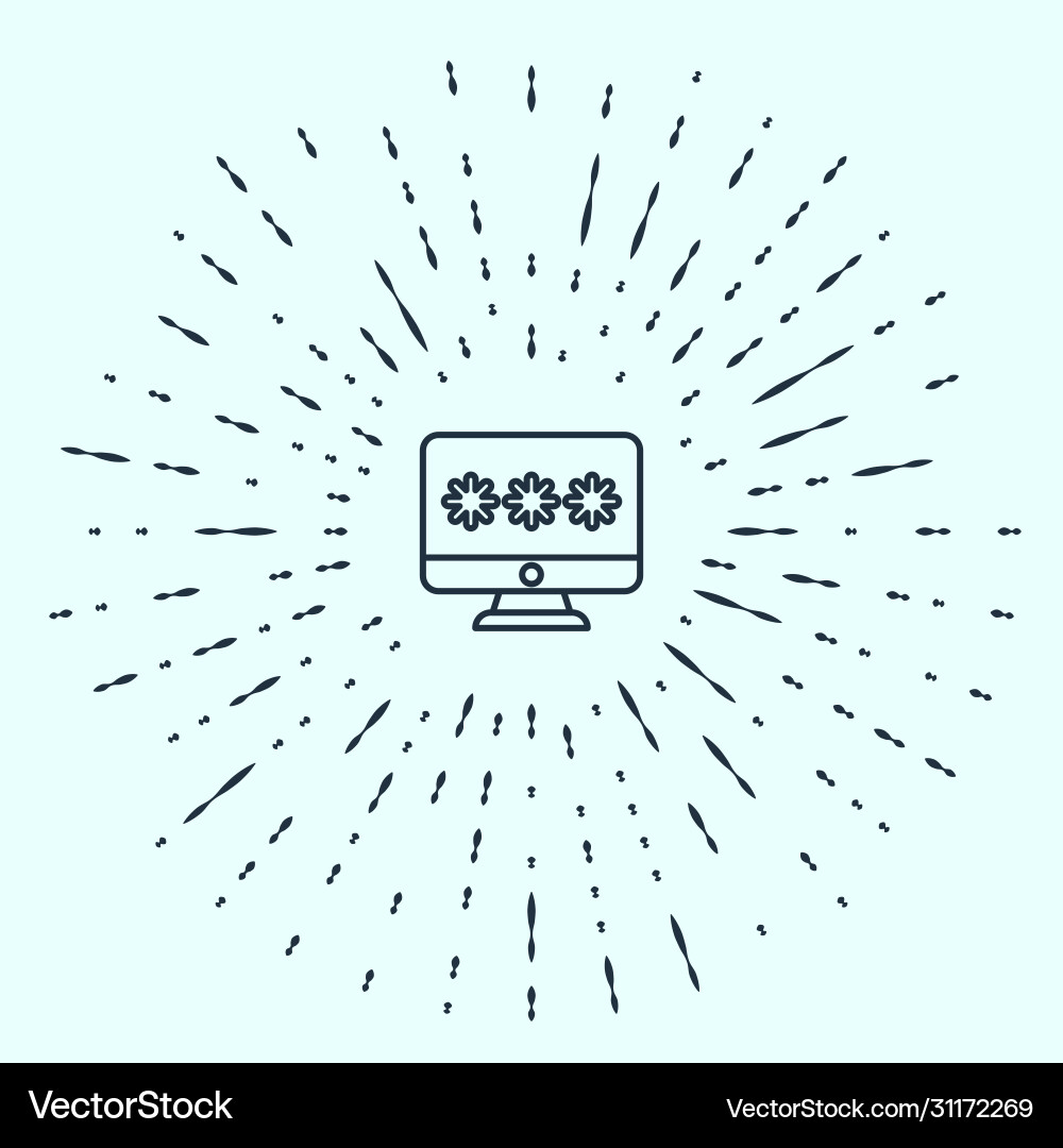 Black line monitor with password notification icon Black line monitor with password notification icon vector image