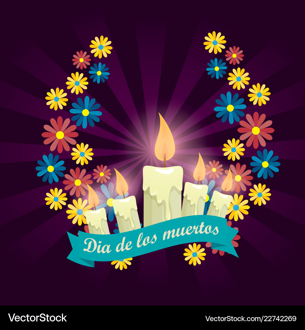 Candles with flowers to celebrate day of the dead Candles with flowers to celebrate day of the dead Vector Image